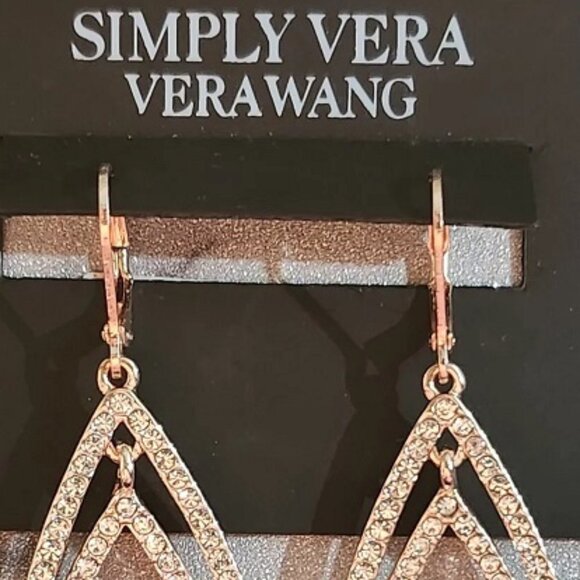 VERA WANG Glamorous Rose Gold/Clear Crystal Layered Teardrop Earrings**NEW! - Picture 5 of 5